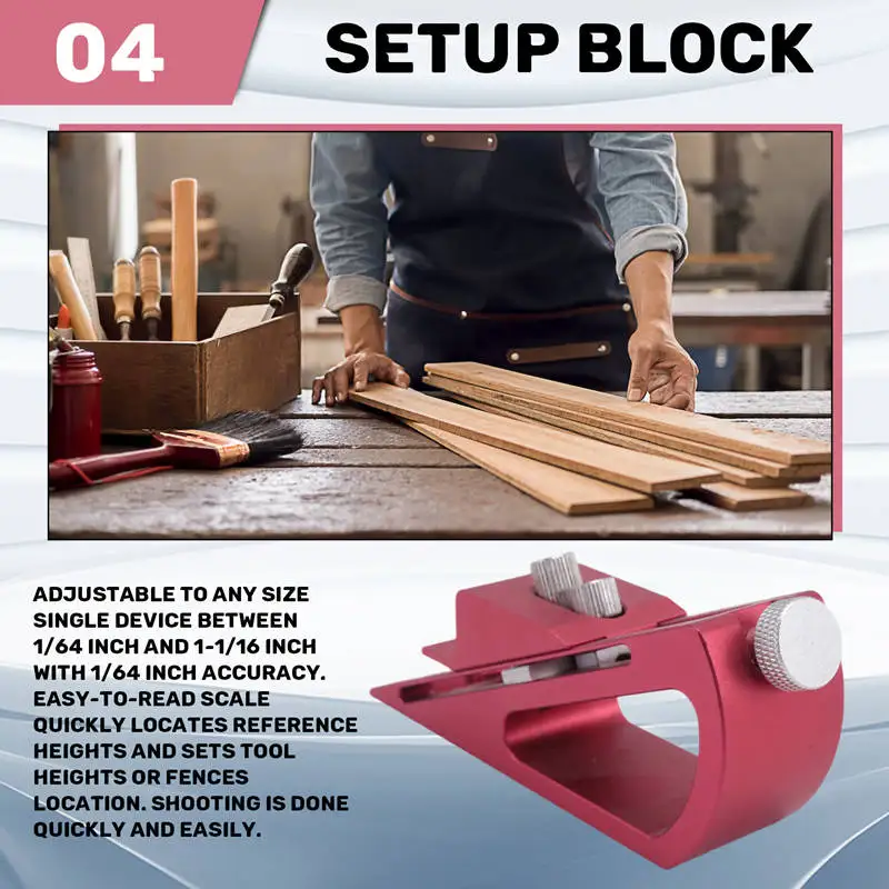 ABLU-jauge de hauteur de bloc d'installation réglable, outils de travail du bois de précision en aluminium pour accessoires de routeur et de scie de Table