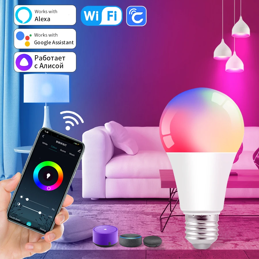 

CozyLife Smart WiFi LED Light Bulbs Dimmable RGBCW 85-265V E27 12W 15W 18W LED Lamp Alexa Google Assistant Alice Voice Control