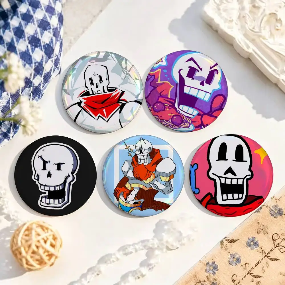 U-Undertale Papyrus Reflective  Custom Enamel Pin Badges 25mm 32mm 44mm 58mm Backpack Hat Decor Toys Gifts