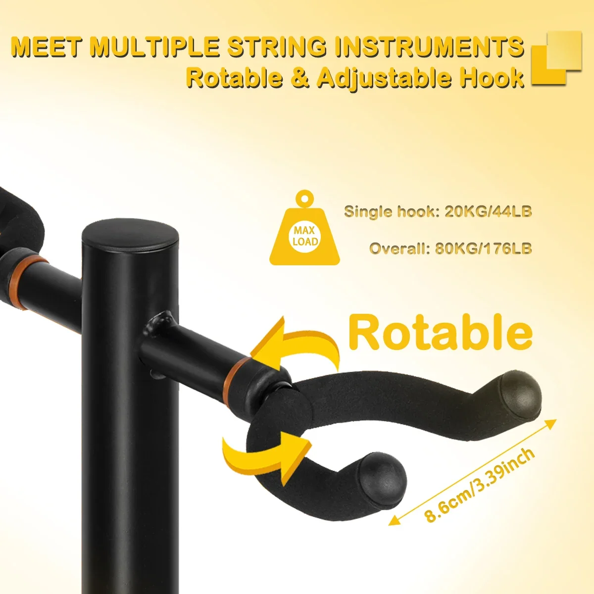 

Hooqu Adjustable Guitar Hanger With 4 Hooks Black General Guitar Floor Stand Rack Guitar Stands