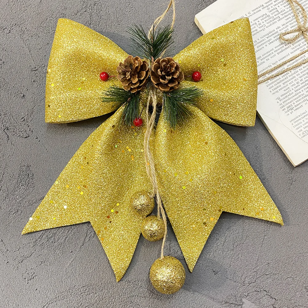 Fashionable High Quality New Novel Christmas Bows Pendant Snowflake Wreath Xmas Decoration 30 X 25 Cm Ornamental