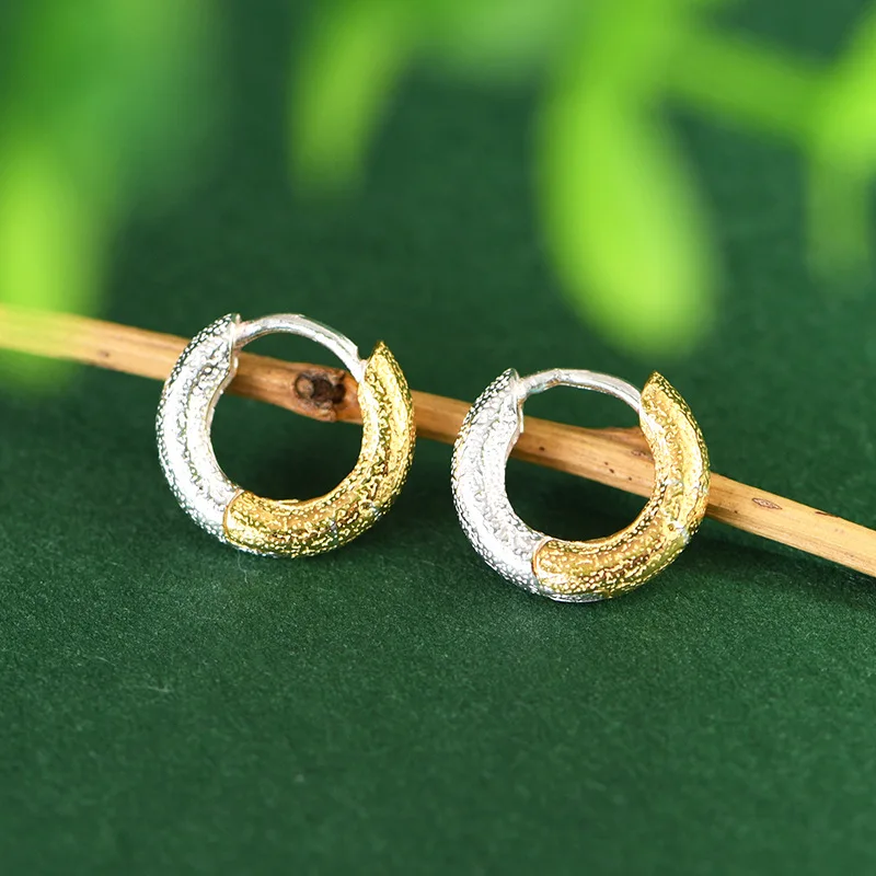

Позолоченные женские серьги-кольца из золота и серебра, стерлинговое серебро 925 пробы, необычные круглые серьги с стучатым лицом, потрясающие французские серьги Brincos