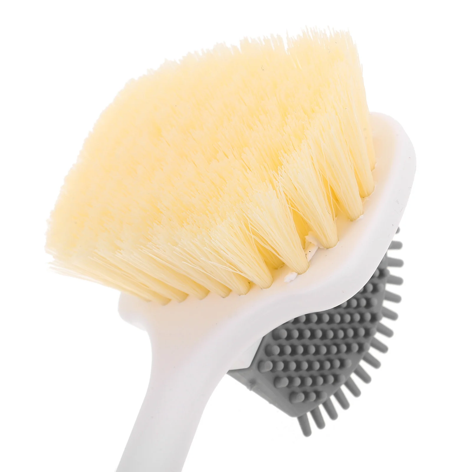 Épurateur de pieds à Long manche, brosse en Silicone à poils souples double face pour douche, bain, exfoliant, nettoyeur de pieds, élimination des peaux mortes des orteils