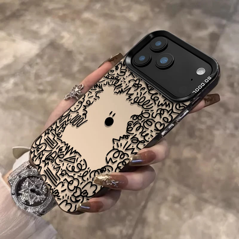 الإبداعية خط جرو نمط جراب هاتف آيفون 17 16 15 14 13 12 11 برو ماكس 17 برو XS XR زائد الصلب PC الليزر IMD ماتي غطاء