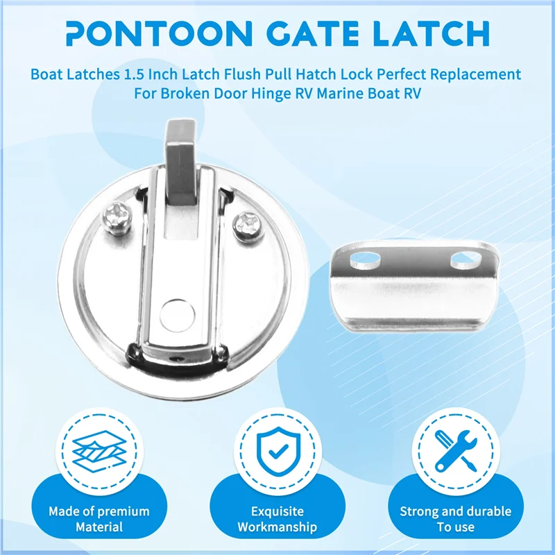 Boat Latches 1.5 Inch Latch Flush Pull Hatch Lock Perfect Replacement For Broken Door Hinge RV Marine Boat RV