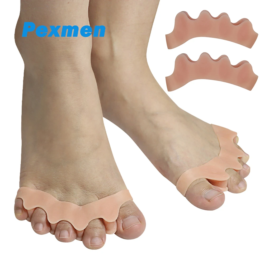 Pexmen 2/4/8Pcs Gel Toe Separator Toe Spacer for Men and Women Bunions Corrector Correct Restore Toes to Their Original Shape