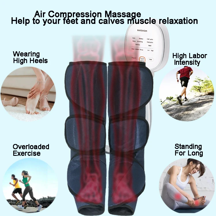 Elektrische Luftdruck-Beinmassage, wiederaufladbar, Wärmekompressionstherapie, Fußmassagegerät