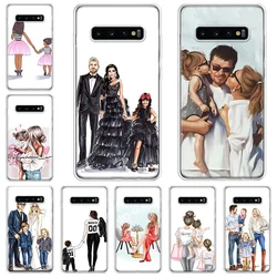 Black Brown Hair Baby Mom Girl princess Phone Case For Samsung Galaxy S20 S23 FE S21 S10 Plus S24 S22 Ultra Coque S10E S9 S8 S7