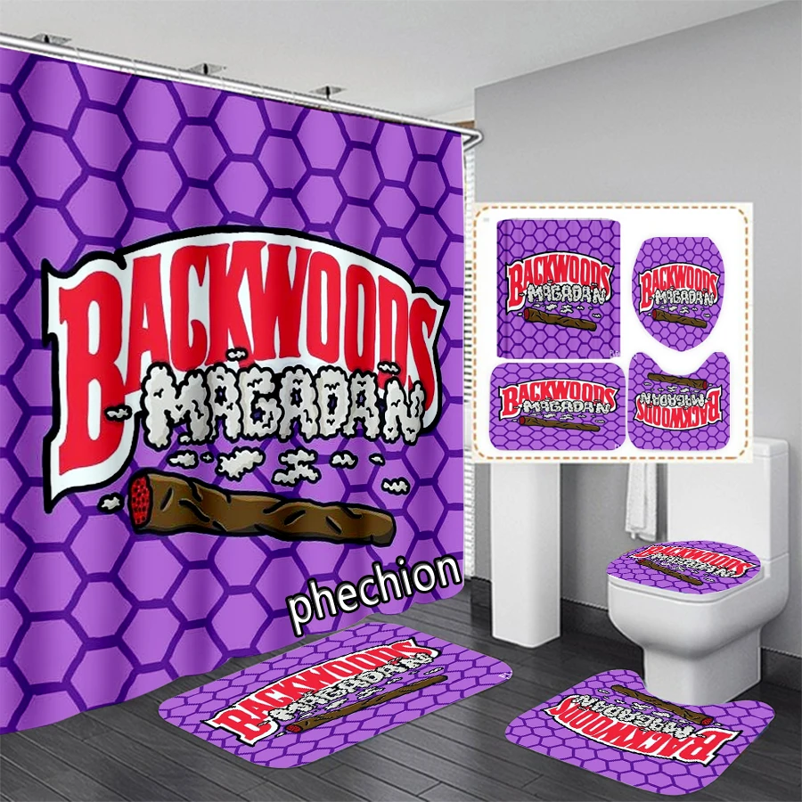 New Backwoods Cartoons 3D Print Shower Curtain Waterproof Bathroom Curtain Anti-slip Bath Mat Set Toilet Rugs X12