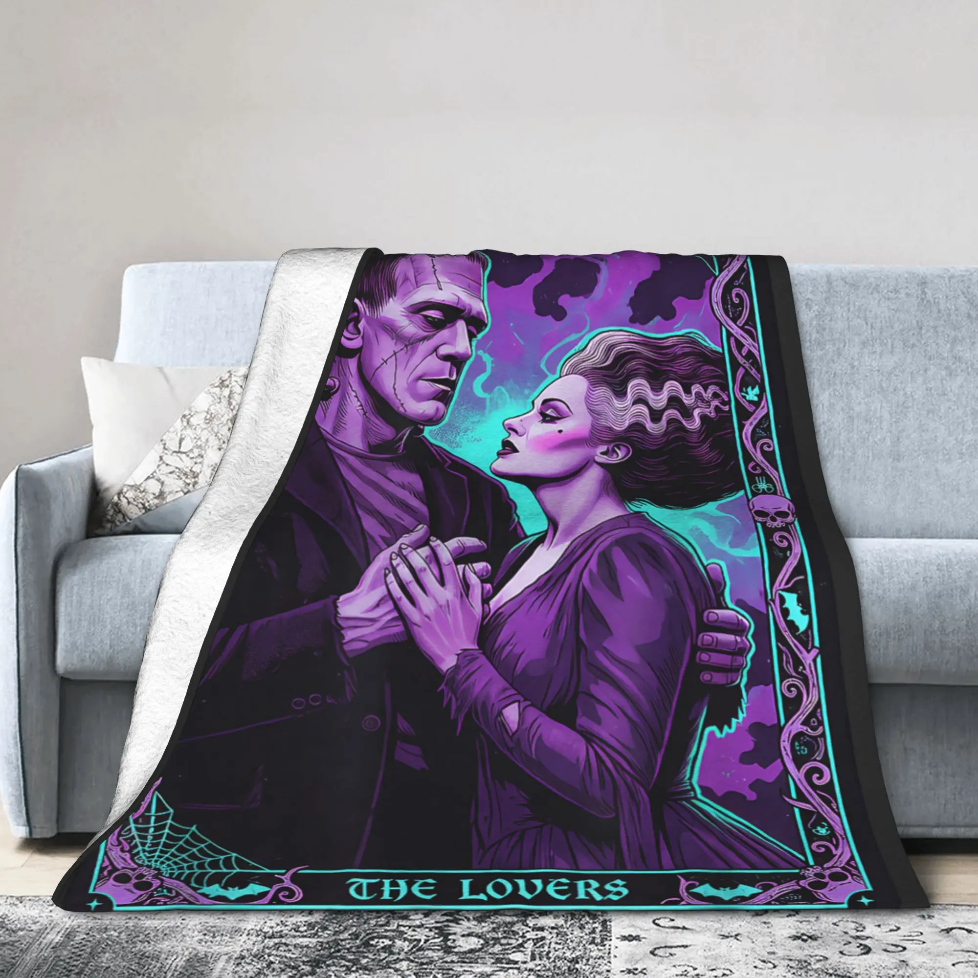 

Монстр Франкенштейн для любителей невесты фланелевое одеяло карта Таро Хэллоуин модные пледы для одеяла 125*100 см легкий вес