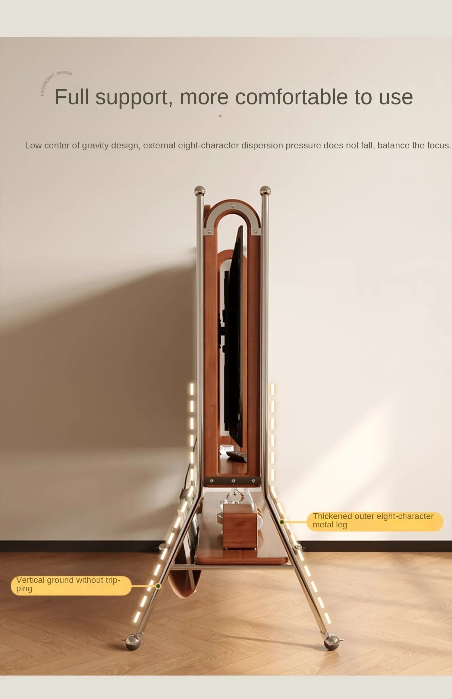 

French Retro Portable TV Bracket TV Cabinet Simple Mid-Ancient Living Room Solid Wood Small Apartment Display