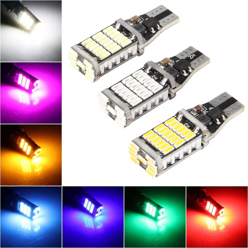 

4pcs Universal Colorful T15 Car Brake Light 4014 45SMD Energy Saving LED Indicator Light 3W 6000K Corn Bulb for 12V Car Can Bus