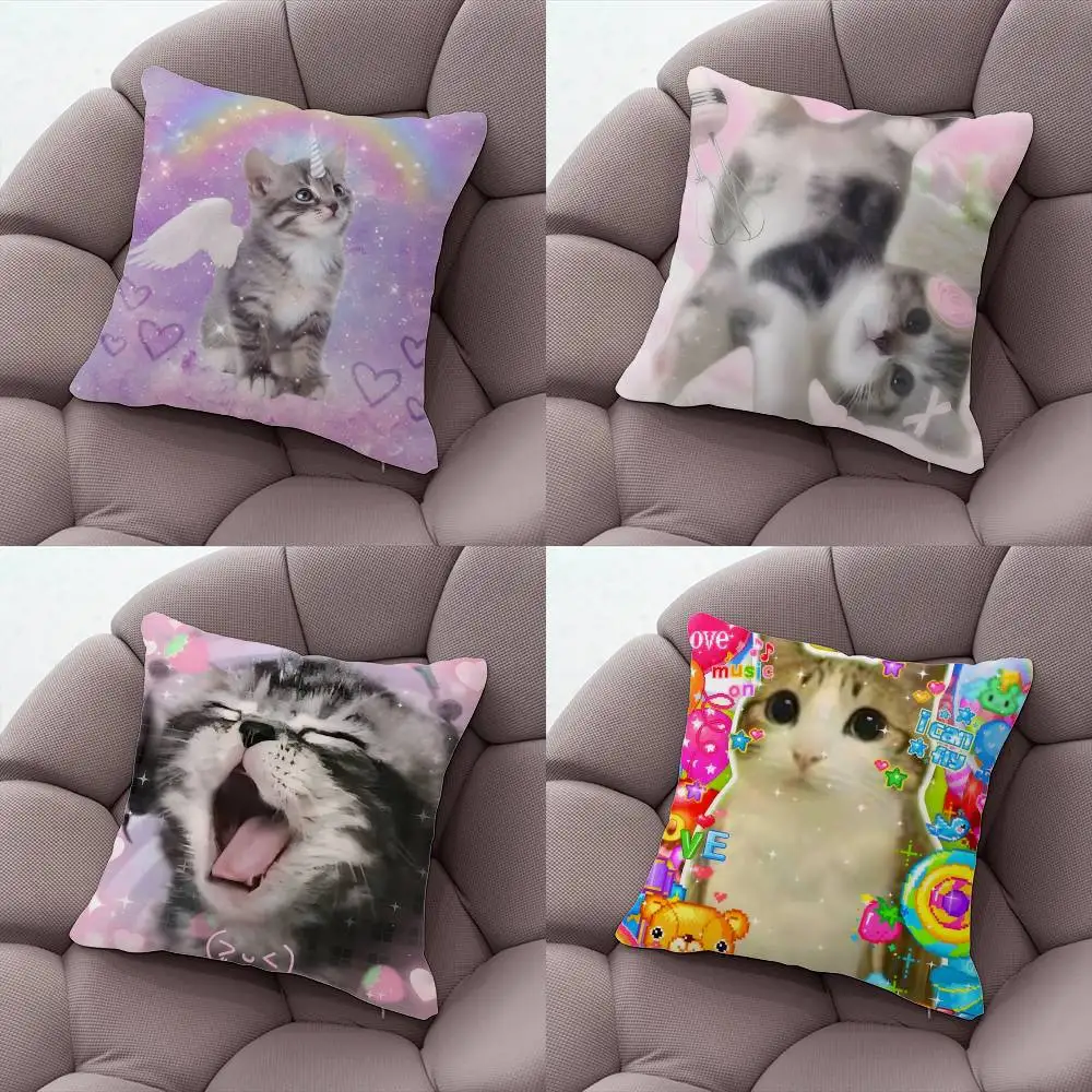 

Kitty Y2K Cat Pillow Case Plush Fabric Soft Pillowcase Double Sided Print Cushion Cover Household Gifts
