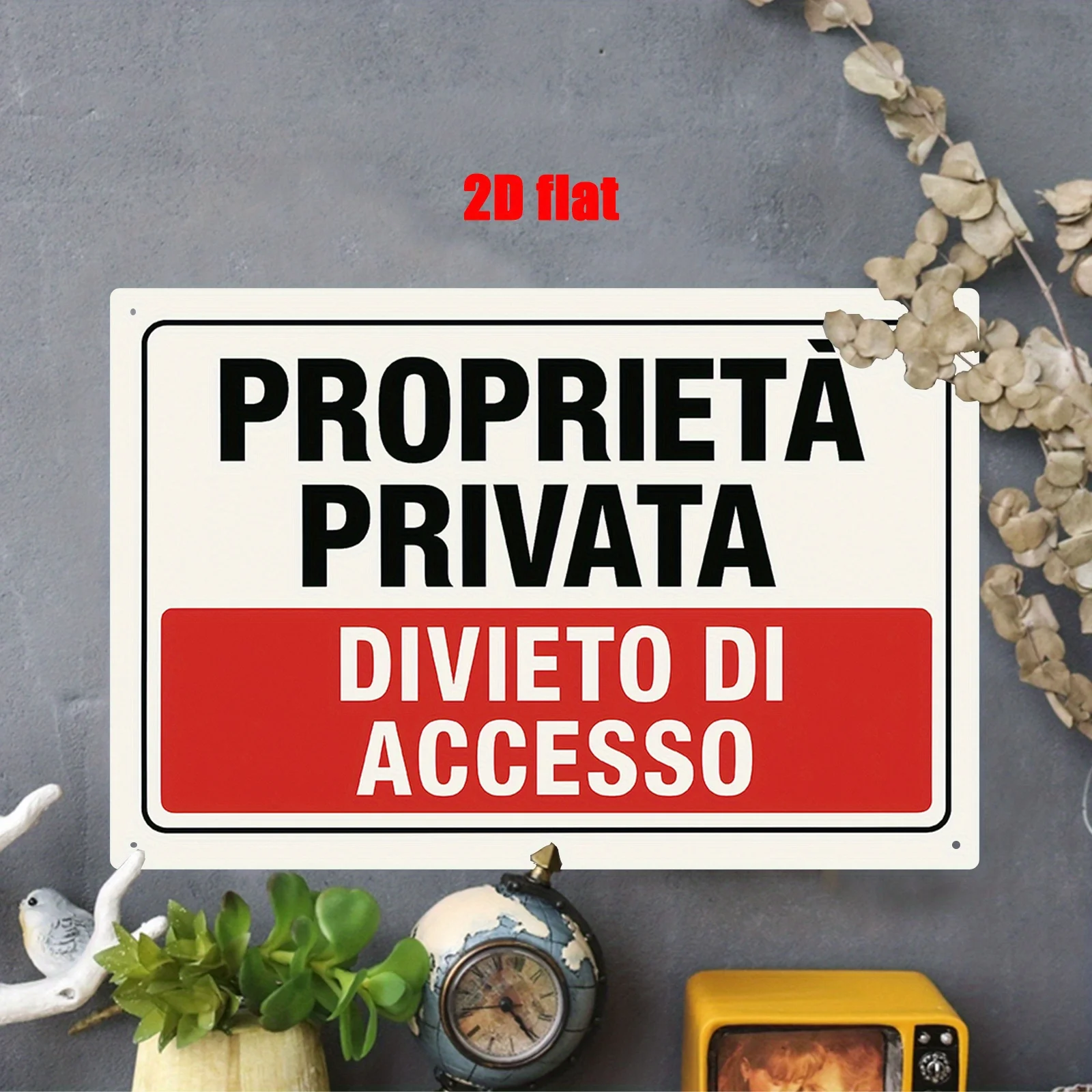 ,  Metal Wall Sign, Wall Decoration, Italian Forbidding Intrusions Theme Iron Mural, Suitable for Private Homes, Courtyards, Lan