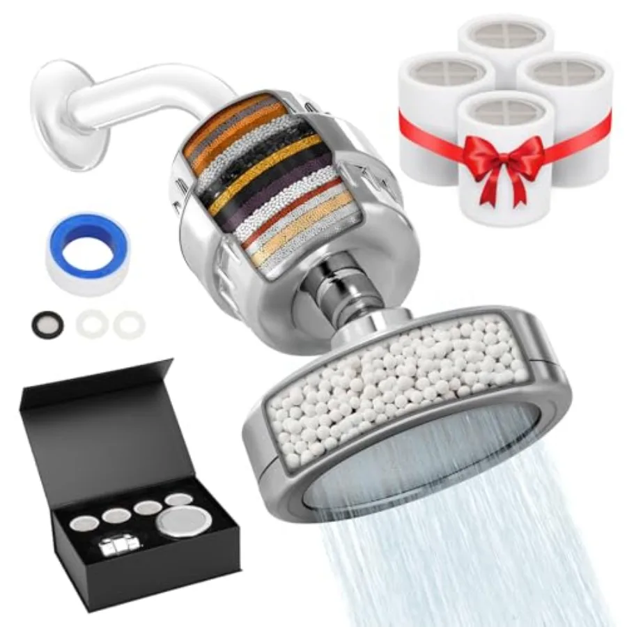 

Filtered Shower Head5 Replaceable Filter Cartridges 20+3 Stage Shower Filter for Hard Water with Vitamin C and E for Healthy Sk