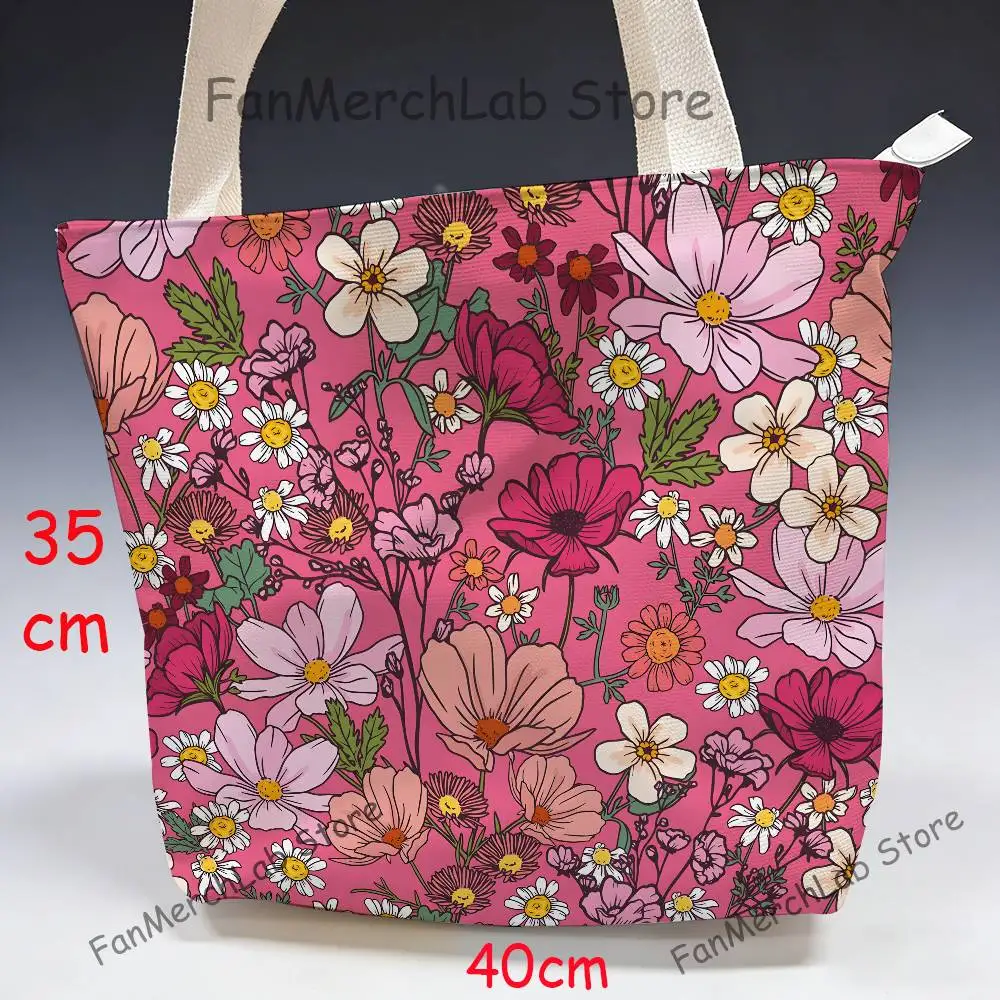 Floral Pattern Canvas New Handbag Women Men Birthday Fashion Canvas Tote Bags Gifts Unisex Shoulder Bag