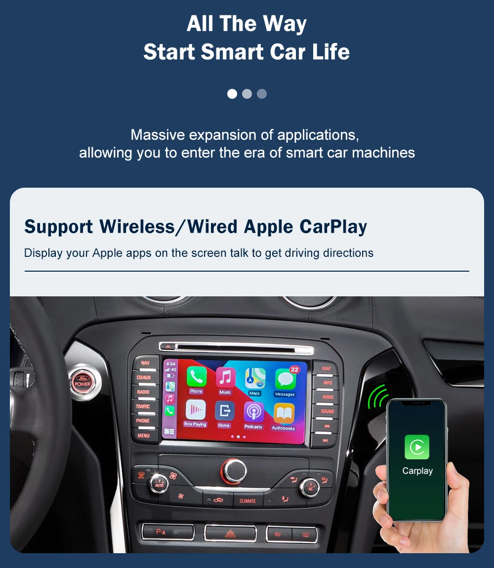 Road Top Decoder Box Kabelloses CarPlay für Ford Explorer Fusion Mondeo Sync2 Mit Android Auto Airplay Car Play Video-Schnittstelle – Detail 6