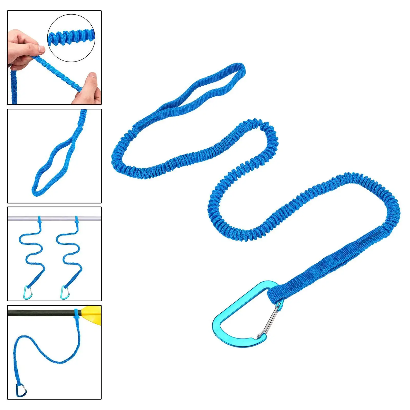 Multifunctional Kayak Paddle Leash Adjustable Elastic Rope Boating Accessories for Dinghy Paddle Keeper