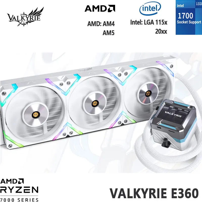 VALKYRIE E360 VK All-in-one CPU water cooling radiator Multi-platform buckle Support LGA1700 2.4-inch LCD H.264 playback