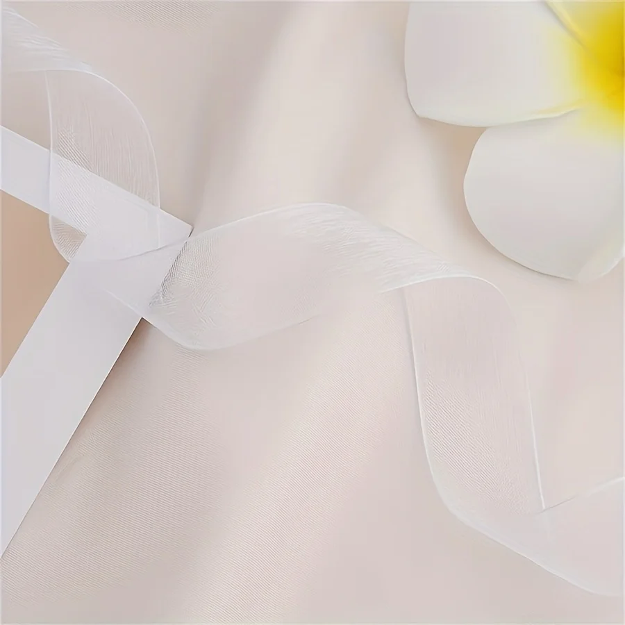 1 Stück/2 weiße transparente Seidenbänder, 3,81 cm x 107,9 cm, Reisfarben, Kunststoffmaterial, federfrei, für Hochzeiten, Geburtstage, Valentinstag – Detail 9