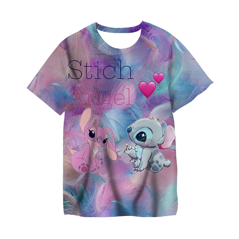 Camisetas de Disney Stitch para niñas, camiseta informal de manga corta, ropa suave de dibujos animados para niños, camisetas Kawaii para niños, camisetas sueltas para niños