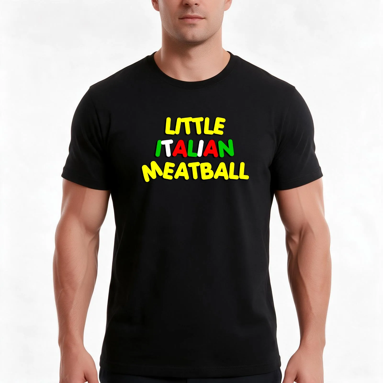 Little Italian Meatball Funny Italian Child T-Shirt, Summer Casual Cotton Tee, Oversized Streetwear Tops, Vintage Graphic Print