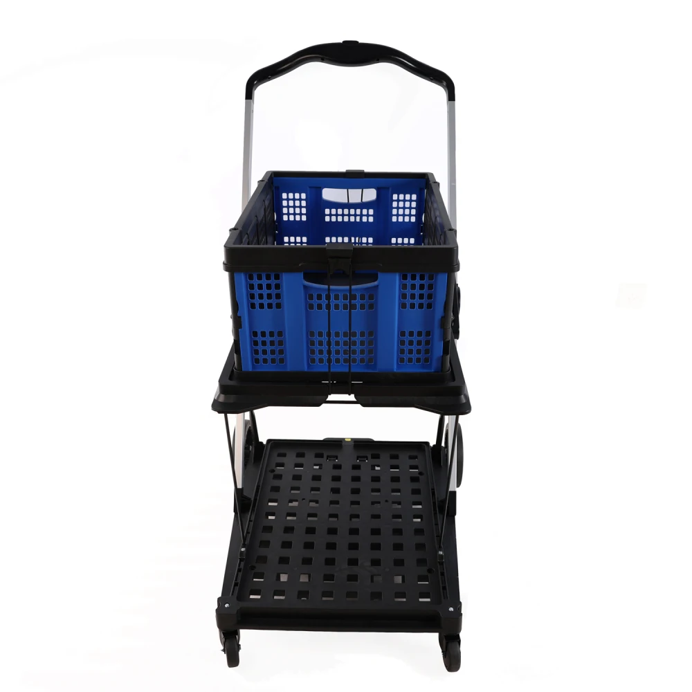 Folding Service Cart with Wheels Double-decker, Shopping, Library, Office Moving Carts Carro Plegable Con Ruedas