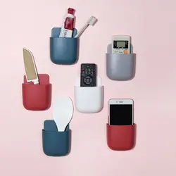 1pc Wall Mounted Storage Box Household Living Room Conditioner Remote Control Bedside Phone Storage Holder Organizer Box Shelf
