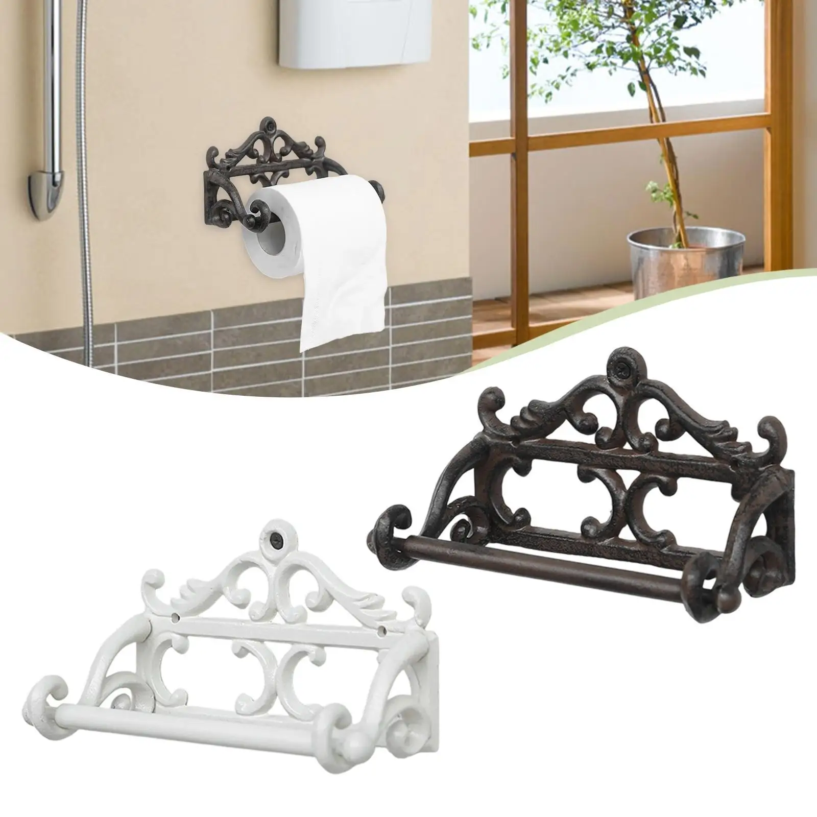 

Toilet Paper Holder Vintage Easy to Install Retro Towel Rack Roll Dispenser Roll Holder for Bathroom Kitchen Home Decoration