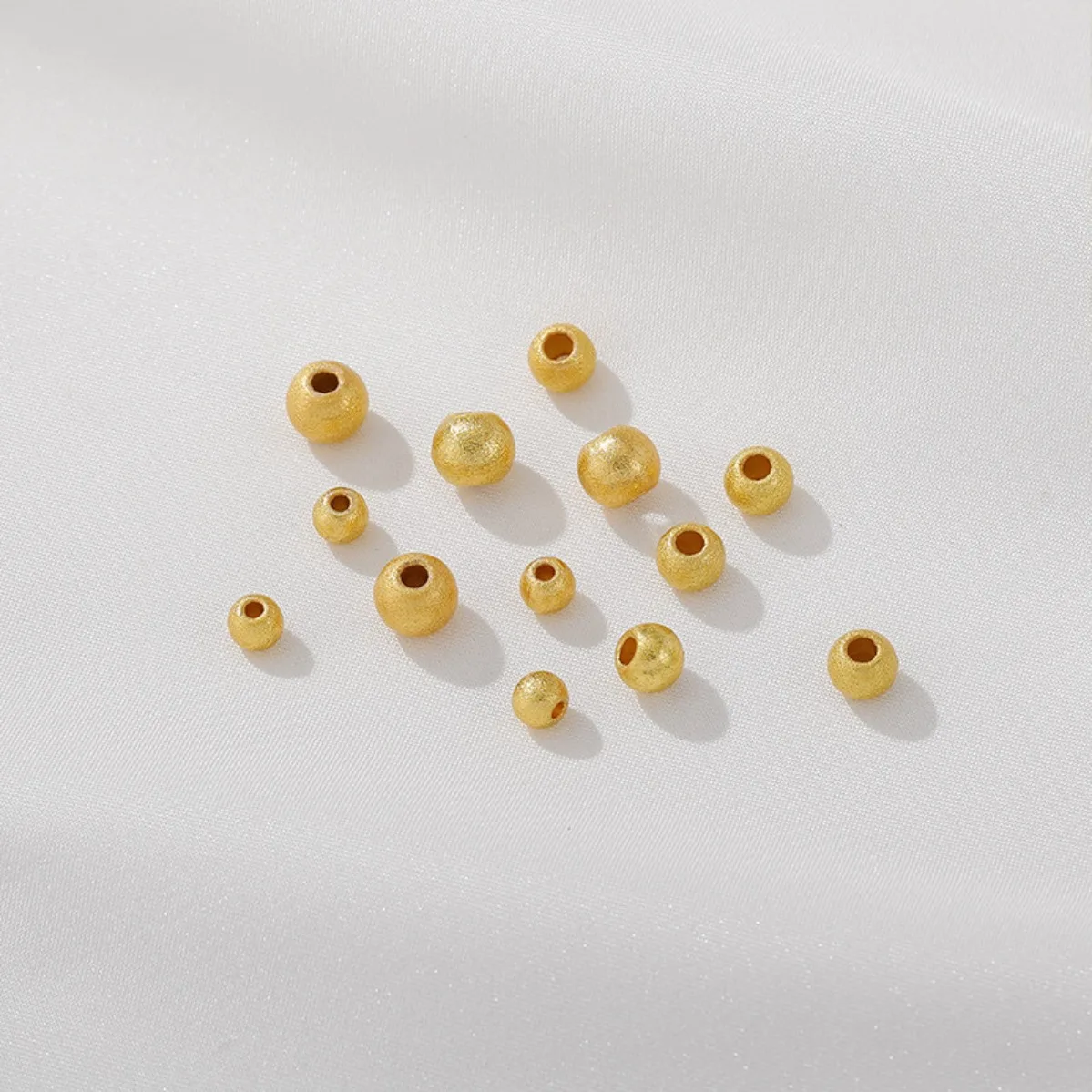 Gold Tone Strong Color Retention Matte Round Loose Spacer Beads DIY Handmade Bracelet Necklace Beading Jewelry Findings