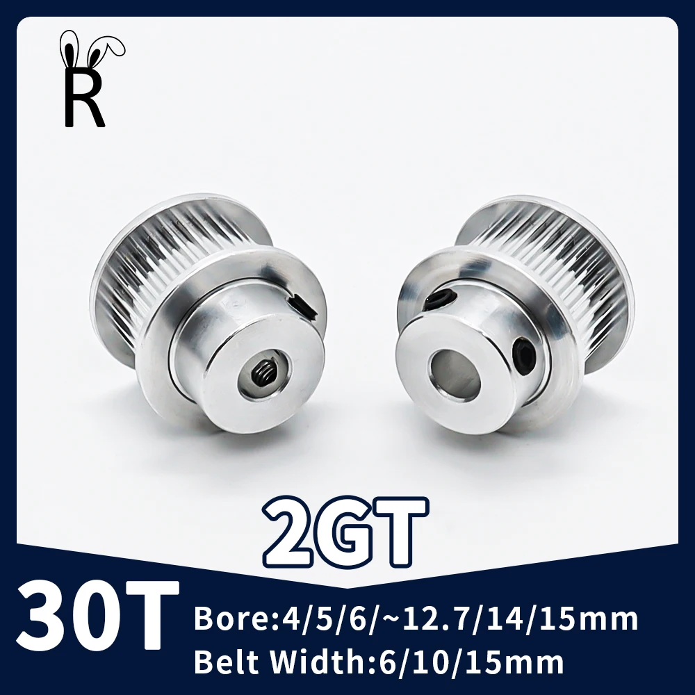 GT2 Timing Pulley 30Teeth Synchronous Pulley Bore 4/5/6~14/15mm 2M Teeth Width 6/10/15mm 3D Printer Parts 2GT Synchronous Wheels