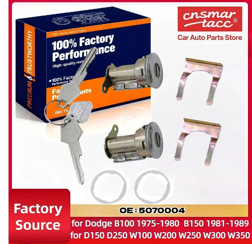 Juego de Cilindros de Cerradura OEM 5070004 con Clip para Llave y Junta para Dodge D100 D250 D350 W150 W350