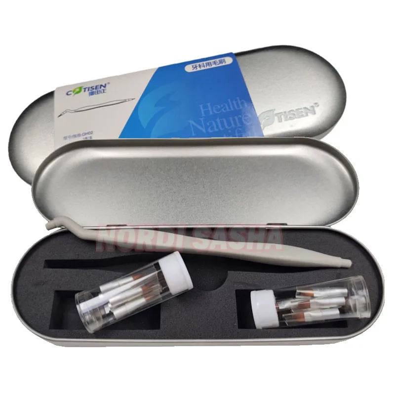 Dental Resin Sculpting Pen Set Replaceable Brushes Dental Micro Applicator Composite Brush Tips Straight /Curved Head