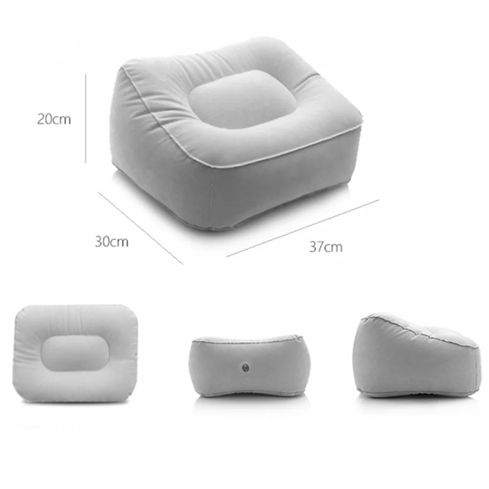 เท้าPad Inflatable Footrestสตูลเบาะท่องเที่ยวกลางแจ้ง 37*30*20 ซม.หมอนสีเทา