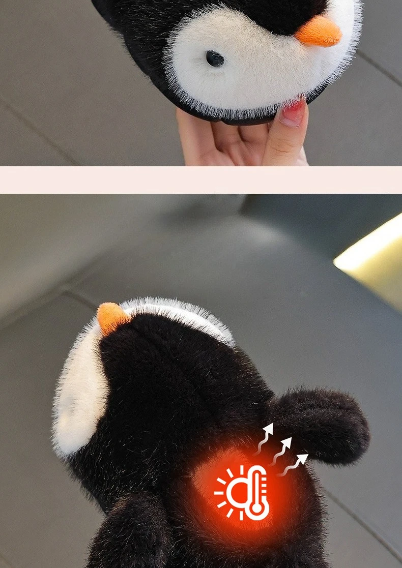 Niedliche Pinguin-Hausschuhe für Jungen und Mädchen aus Baumwolle, 2026 Neue Winter-Mode Kinder-EVA-Baumwollschuhe, Rutschfeste Warme Velours-Hausschuhe – Detail 3
