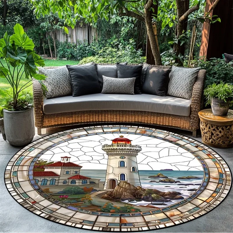 Butterfly Round Rug Living Room Carpet Colorful 3D Animal Art Bedroom Floor Mat