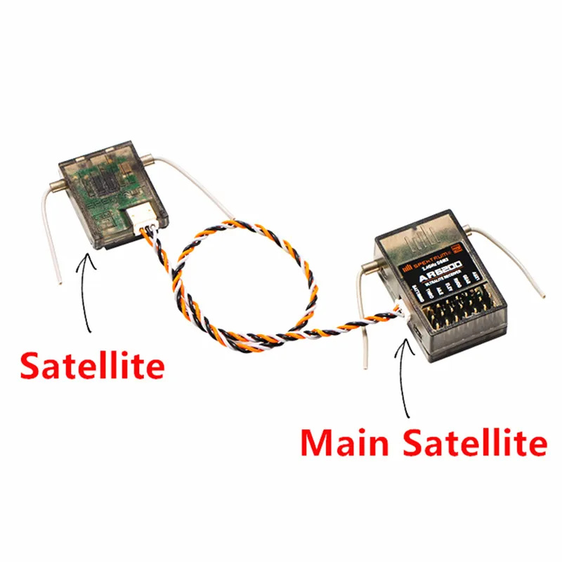 Récepteur RC DSM2 6CH avec double satellites - AR6200 compatible pour Spektrum DX6i/DX9 et JR DSX6 - 2,4 GHz avion/autoradio hélicoptère