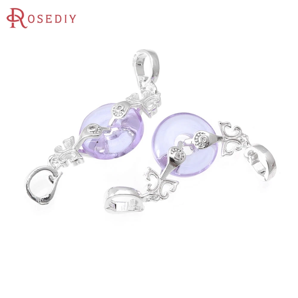 2 Sets 18 Karat Gold Farbe Messing Zirkon und Glas Runde Verbinder für Halsketten Armband Verschlüsse Hochwertige Diy Herstellung Zubehör