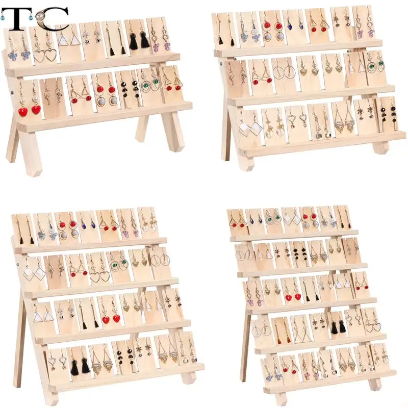 

Подставка для ювелирных изделий из цельного дерева, вертикальная креативная подставка для хранения ожерелья, подвесок и сережек