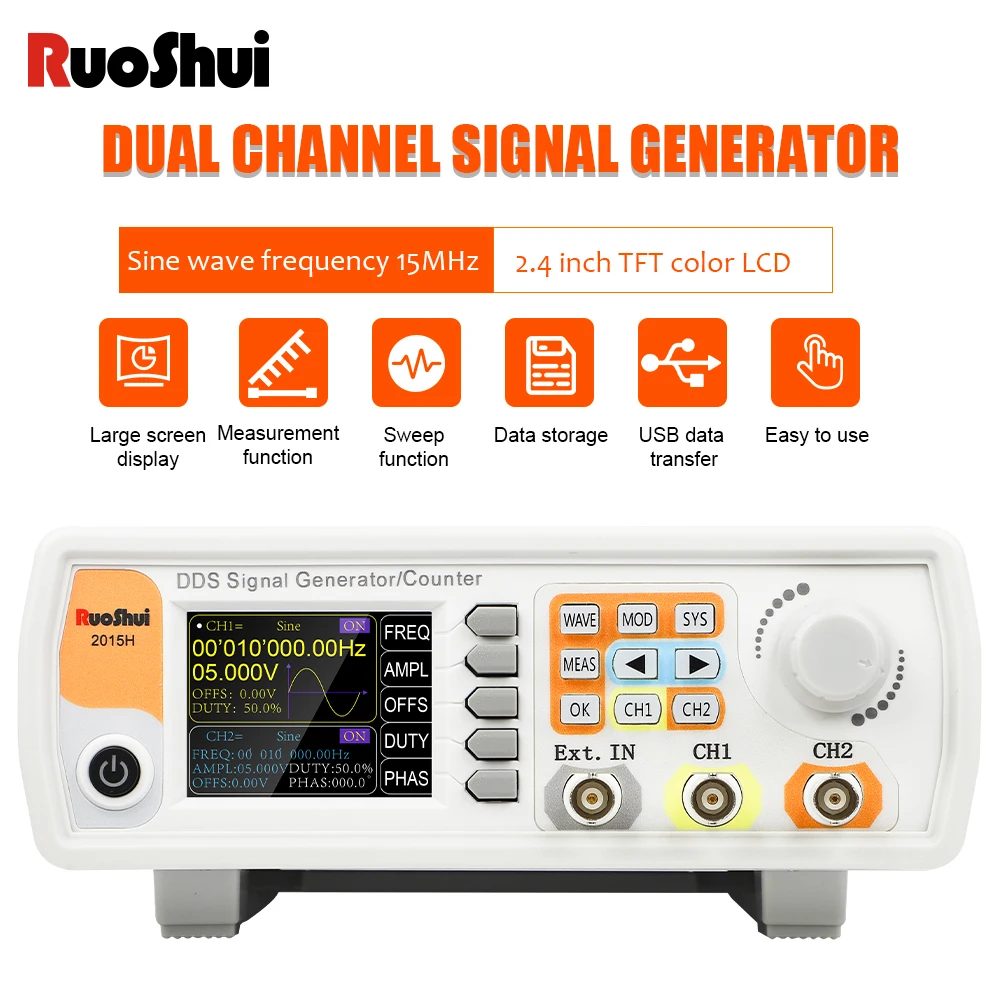 RuoShui 2015H Waveform Signal Generator DDS High Accuracy Dual-channel Universal Function Counter Arbitrary Frequency Meter