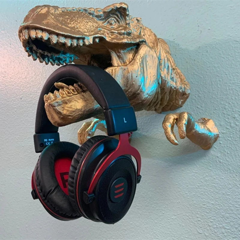 Jurassic T-Rex Headphone Wall Hanger Study living room wall hanging ornament Jurassic Dinosaur  Lover's Gift