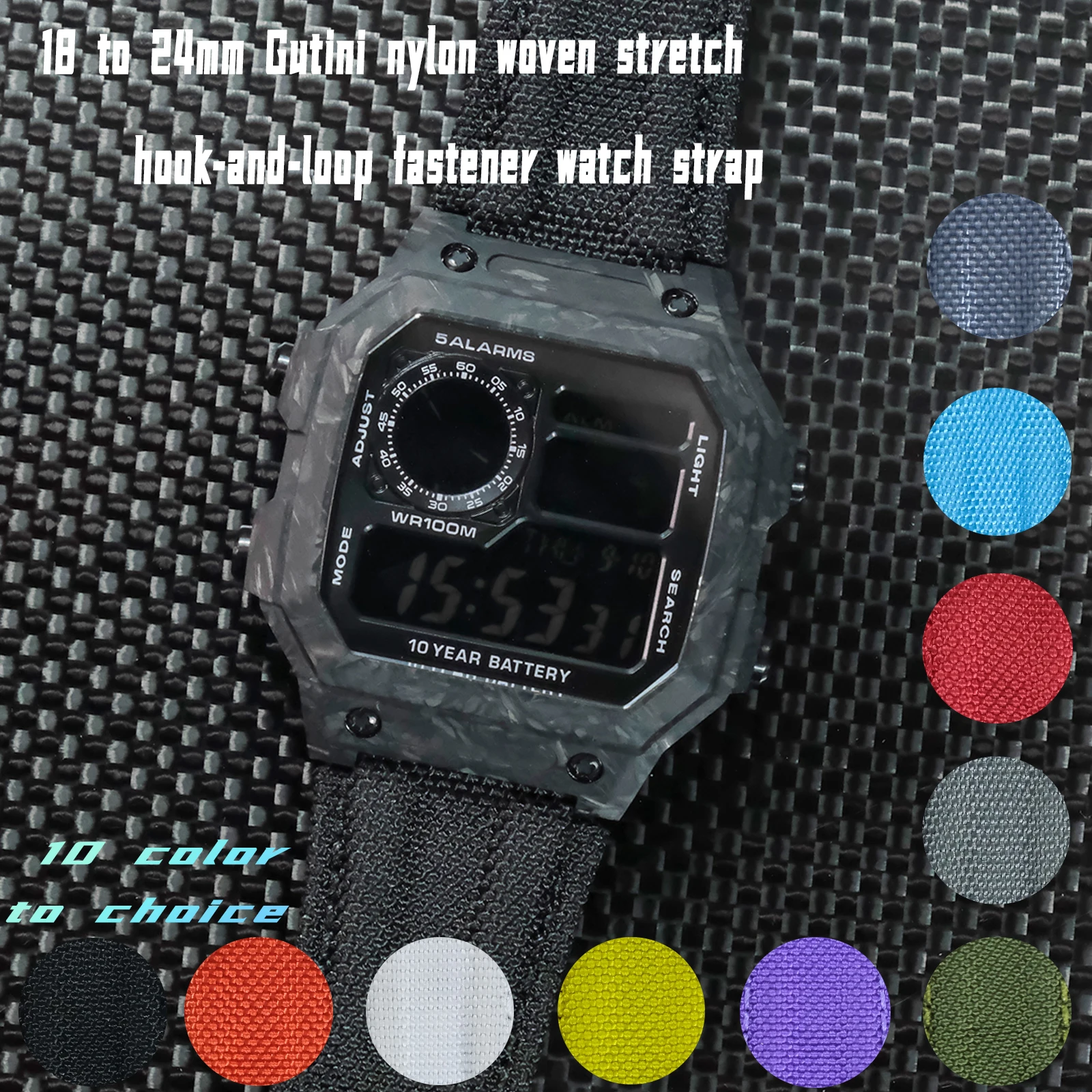 18mm To 24mm Breathability Underskin Plain Leather Nylon Canvas Waterproof Watch Strap for Casio AE1200/F91/A168/W218 Series