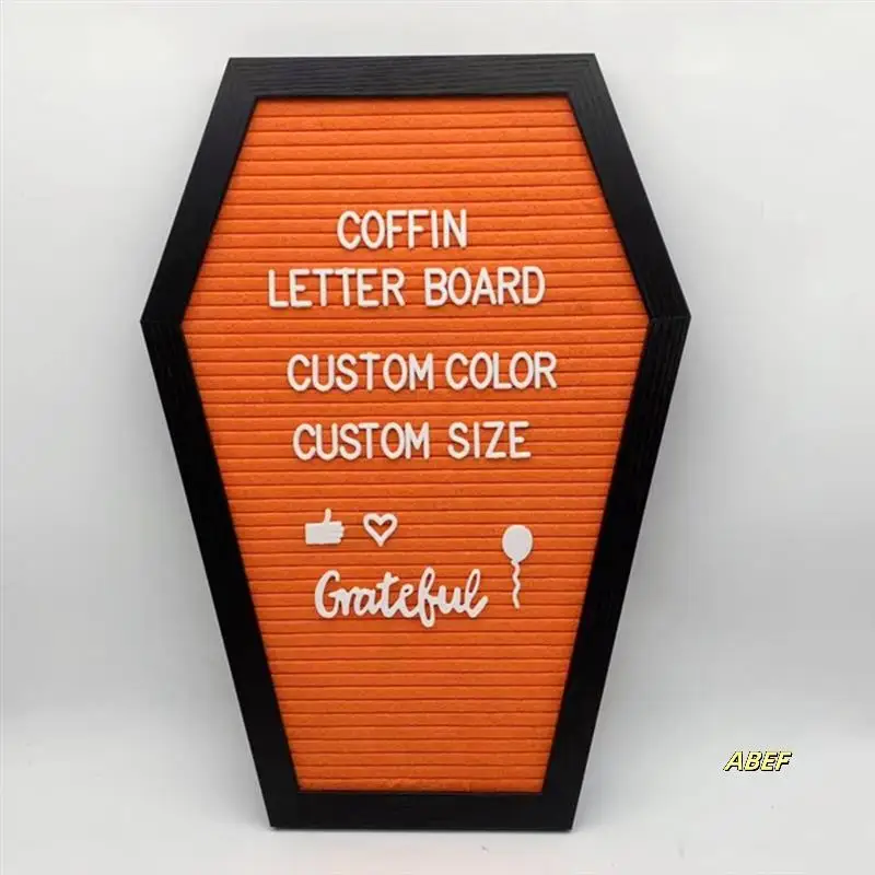 Papan Surat Peti Mati dengan Emoji Hantu dan Musim Pada Bingkai Kayu, Dekorasi Halloween Dekorasi Gotik Hadiah Seram