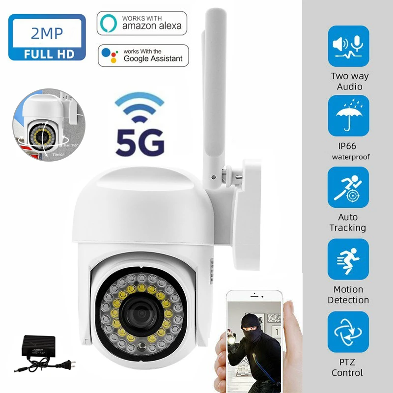 5G Wifi obserwacja iP kamera zewnętrzna noktowizor kolorowy Ai ludzkie śledzenie cyfrowy Zoom kamera wideo CCTV Monitor bezpieczeństwa