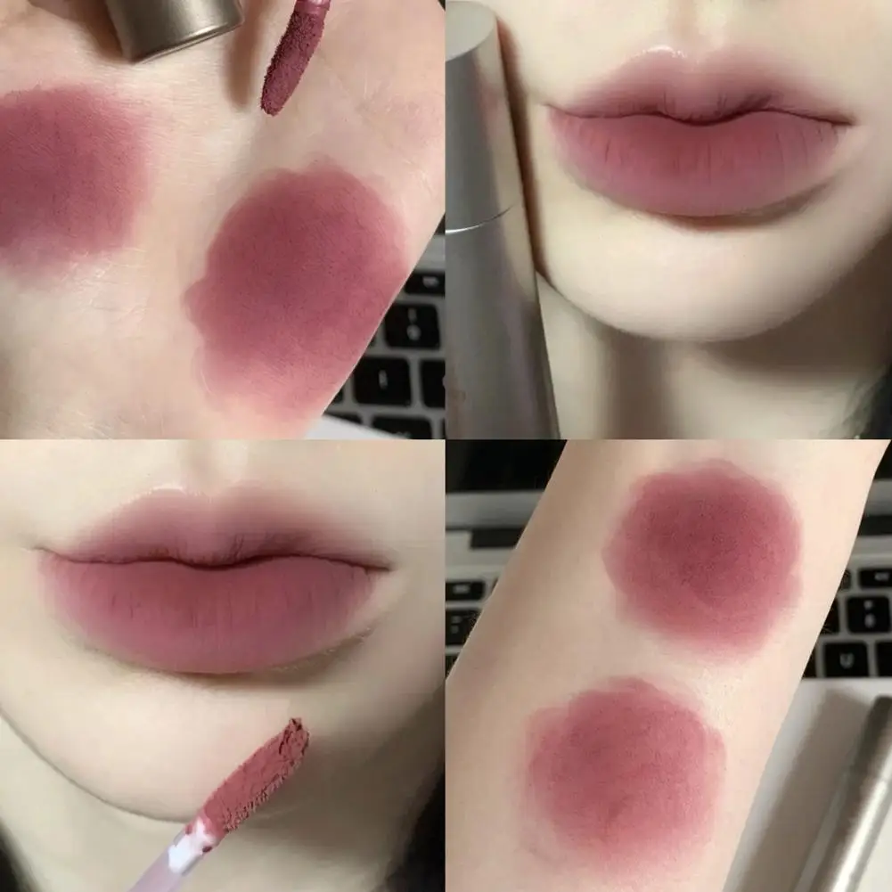 Lápiz labial líquido mate de terciopelo resistente al agua, labios de larga duración, Cosméticos lisos, tinte rojo, maquillaje de mejillas, barro rojo desnudo N9K6