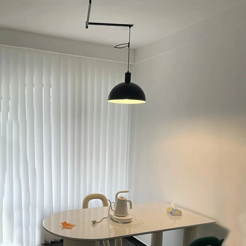 โมเดิร์น LED Design Electroplated จี้ปรับ Telescopic Creative โลหะแขวนโคมไฟร้านอาหารโคมไฟตกแต่ง