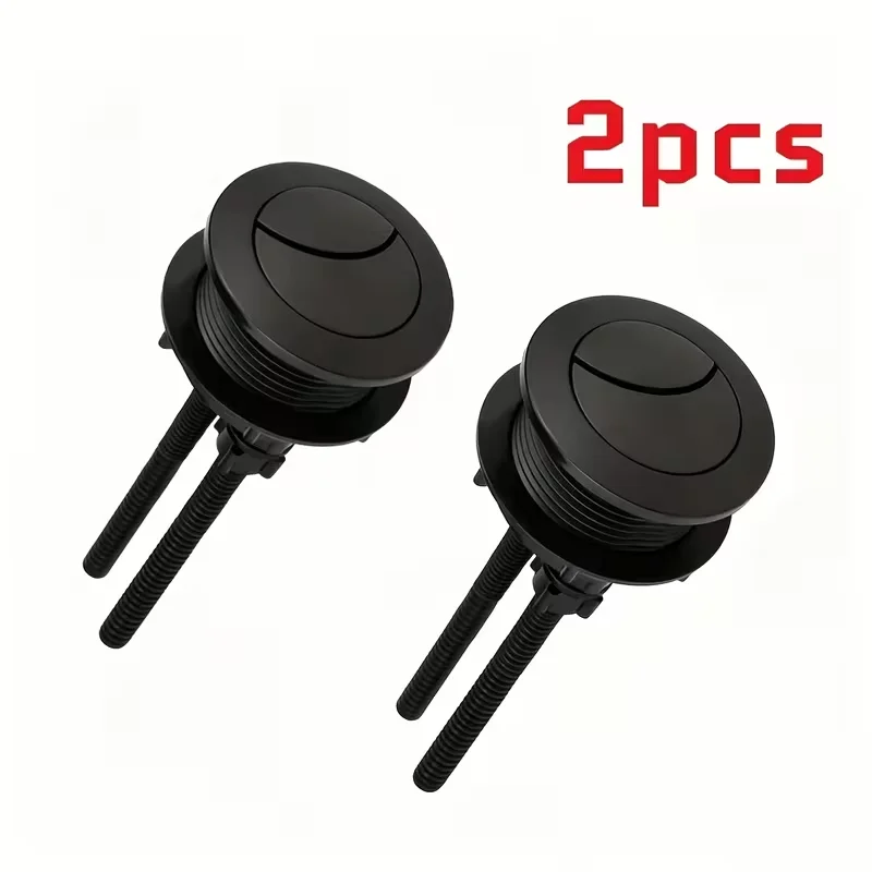 2pcs Universal Dual Flush Push Button for Toilet Tank Black Round Head Easy Install Water Saving Bathroom Replacement Part