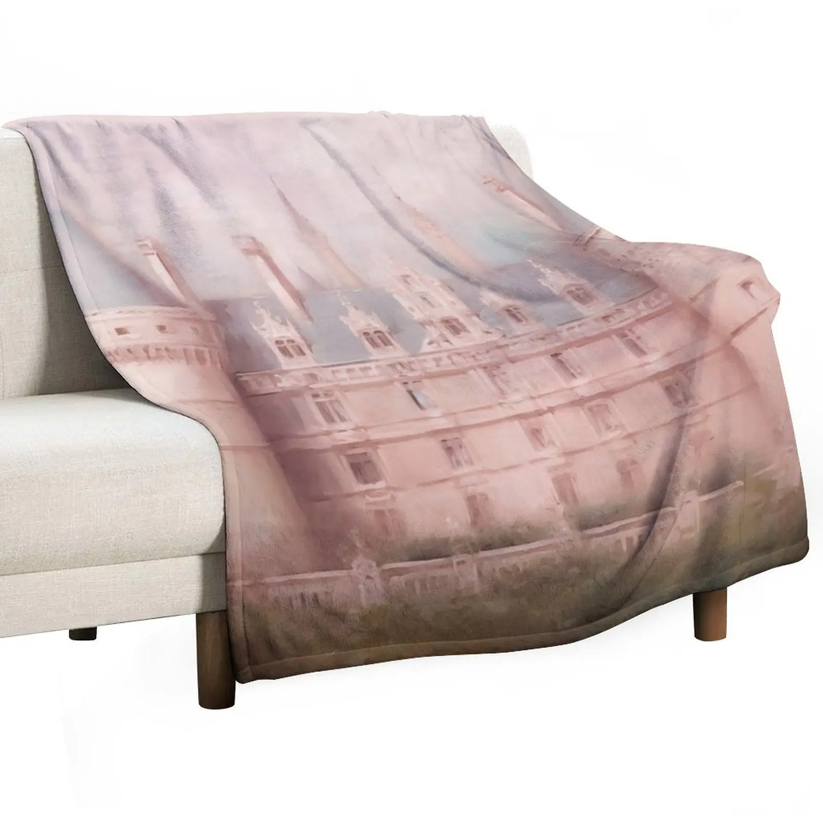 Coquette aesthetic vintage painting of pink castle Throw Blanket Tourist Soft Plaid Large Blankets