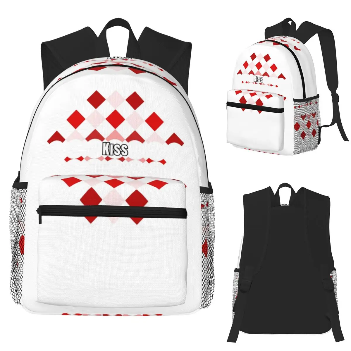 

Design 14 Geometric Kiss Student Backpack School Bag Hiking Travel Daypack for Boys Girls Fashion Bookbag Shoulder Bags