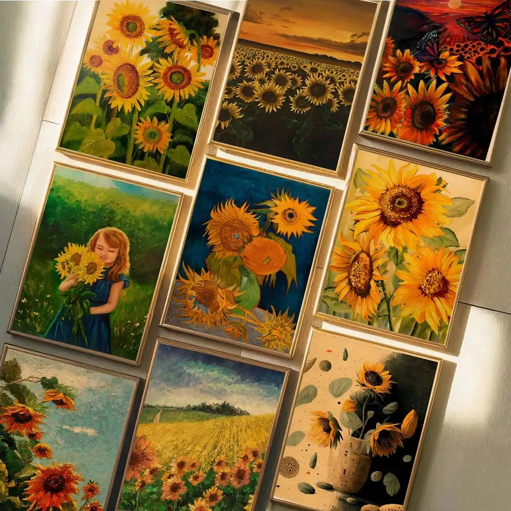 Flower Landscape Sunflower Oil Painting Poster Art With Prints Home Bedroom Living Room Decoration Gift